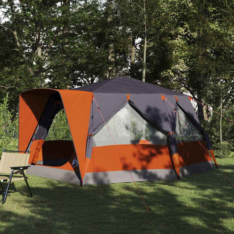 Afbeelding laden in galerijviewer, Vidaxl huisje tent met dak grijs en oranje 400 x 350 x 212 cm