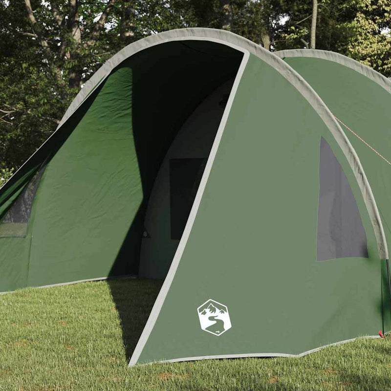 Afbeelding laden in galerijviewer, Vidaxl tunneltent met dak met opslag groen en wit 778 x 356 x 210 cm