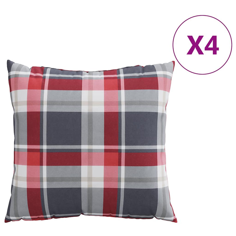 Afbeelding laden in galerijviewer, Vidaxl bankkussens 4 stuks rood geruit patroon 50x50 cm stof