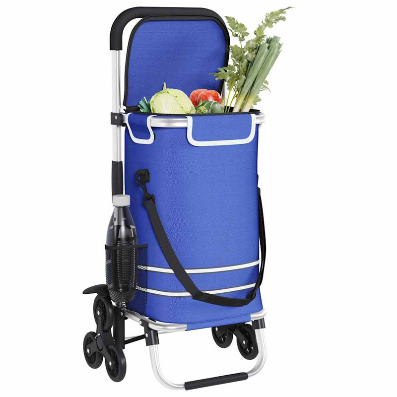 Afbeelding laden in galerijviewer, Vidaxl winkel trolley blauw 47 x 39 x 100,5 cm oxford stof
