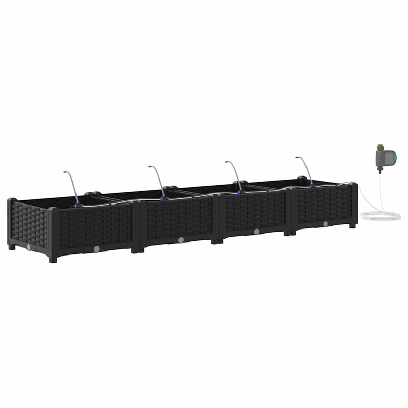 Afbeelding laden in galerijviewer, Vidaxl tuin bloempot 4 pcs zwart staal