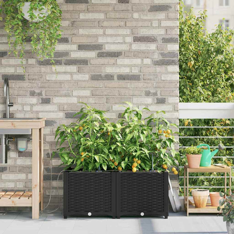 Afbeelding laden in galerijviewer, Vidaxl tuin bloempot 2 pcs zwart staal