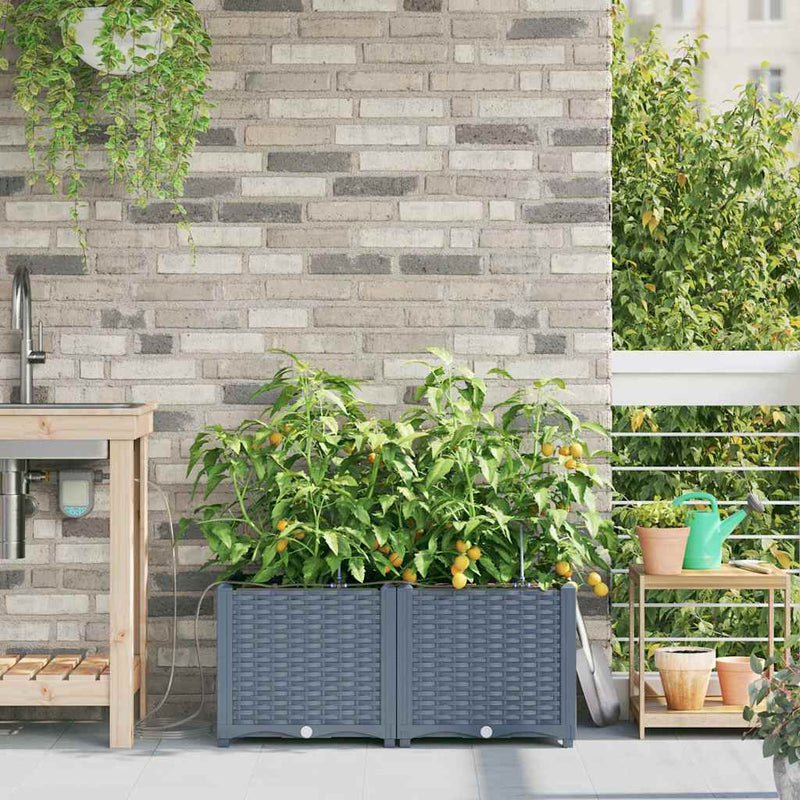 Afbeelding laden in galerijviewer, Vidaxl tuin bloempot 2 pcs licht grijs staal