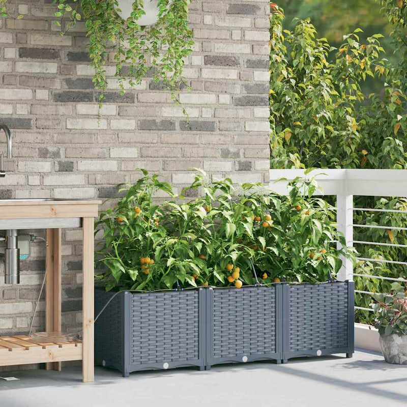 Afbeelding laden in galerijviewer, Vidaxl tuin bloempot 3 pcs licht grijs staal
