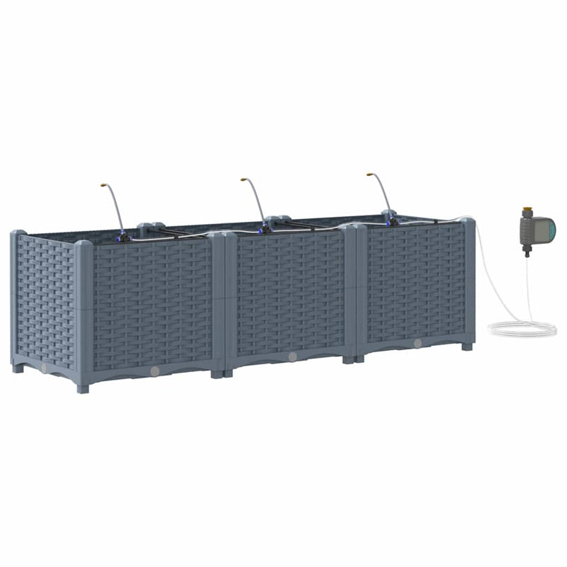Afbeelding laden in galerijviewer, Vidaxl tuin bloempot 3 pcs licht grijs staal