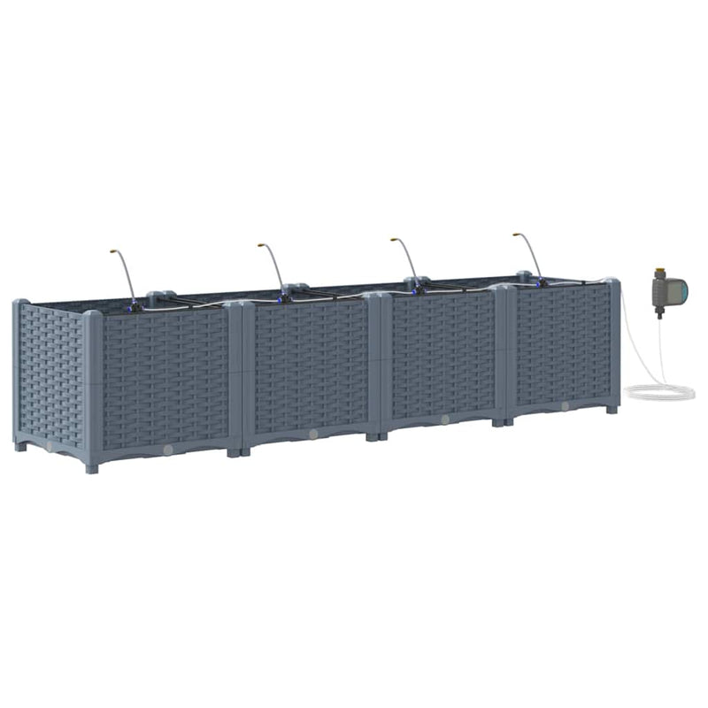 Afbeelding laden in galerijviewer, Vidaxl tuin bloempot 4 pcs licht grijs staal