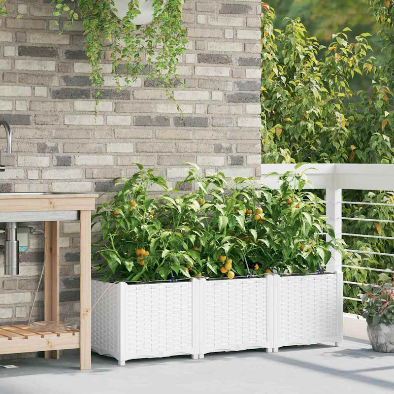 Afbeelding laden in galerijviewer, Vidaxl tuin bloempot 3 pcs wit staal