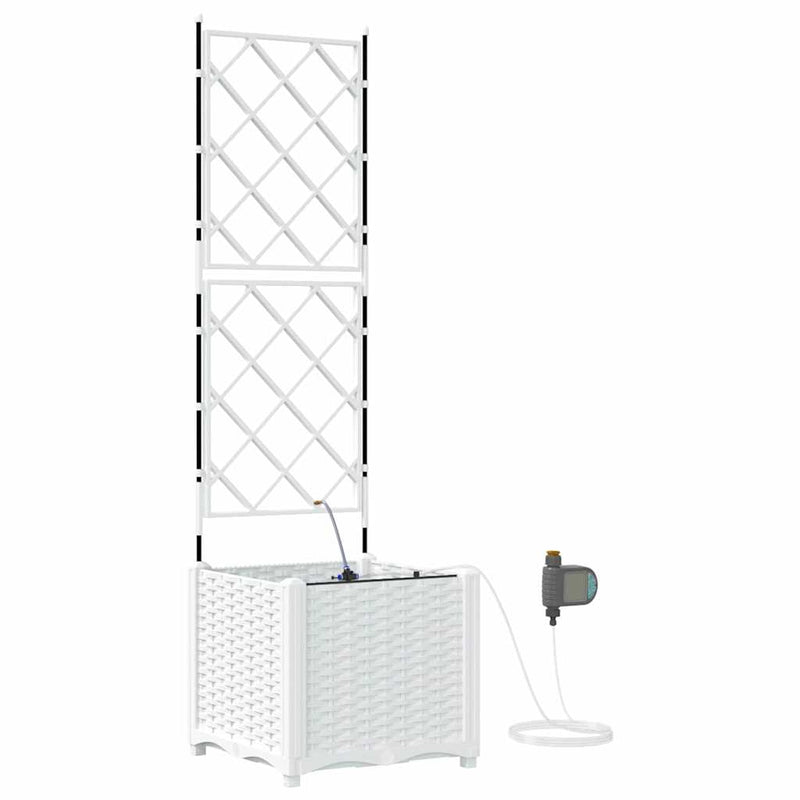 Afbeelding laden in galerijviewer, Vidaxl tuin bloempot wit 40 x 40 x 142 cm staal