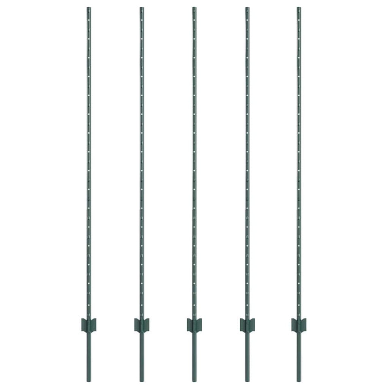 Afbeelding laden in galerijviewer, Vidaxl afrasteringspaal 5 pcs groen 150 cm staal