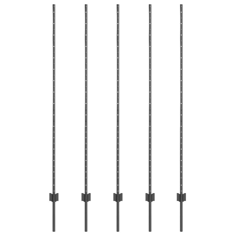 Afbeelding laden in galerijviewer, Vidaxl afrasteringspaal 5 pcs grijs 160 cm staal