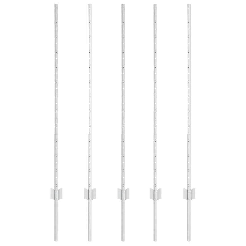 Afbeelding laden in galerijviewer, Vidaxl afrasteringspaal 5 pcs zilver 120 cm staal