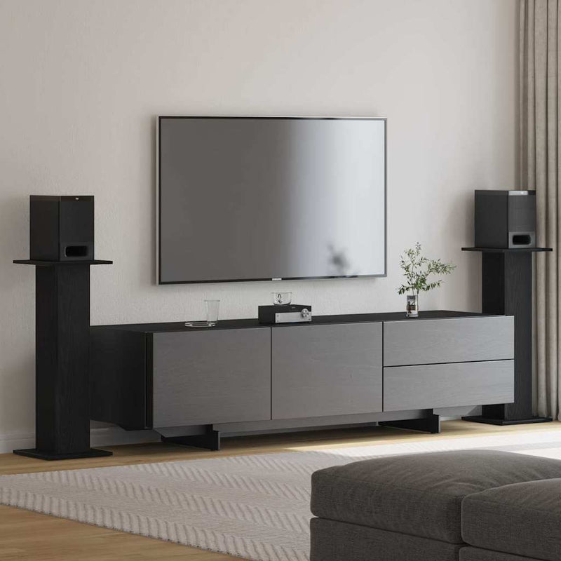 Afbeelding laden in galerijviewer, Vidaxl luidspreker standaards 2 pcs zwart eiken 30 x 30 x 80 cm