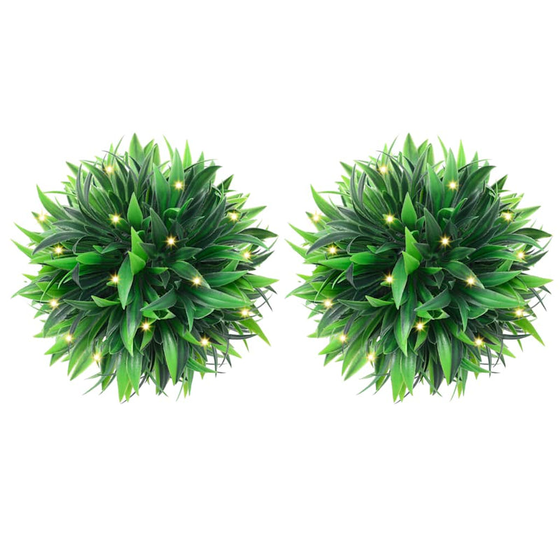 Afbeelding laden in galerijviewer, Vidaxl kunstbuxusballen met led-verlichting 2 st 20 cm groen