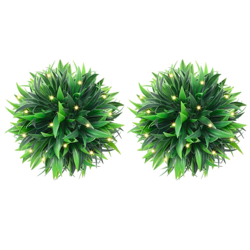 Afbeelding laden in galerijviewer, Vidaxl kunstbuxusballen met led-verlichting 2 st 30 cm groen