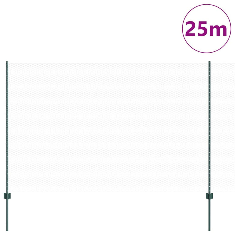 Afbeelding laden in galerijviewer, Vidaxl hek met paal groen 1,5 x 25 m staal