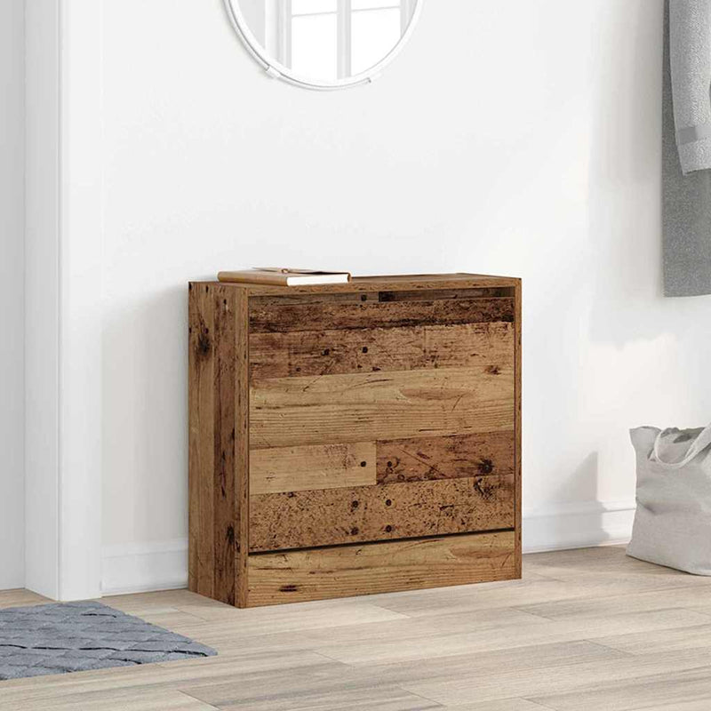 Afbeelding laden in galerijviewer, Vidaxl schoenenkast met plank oudhout 60 x 21 x 57 cm bewerkt hout