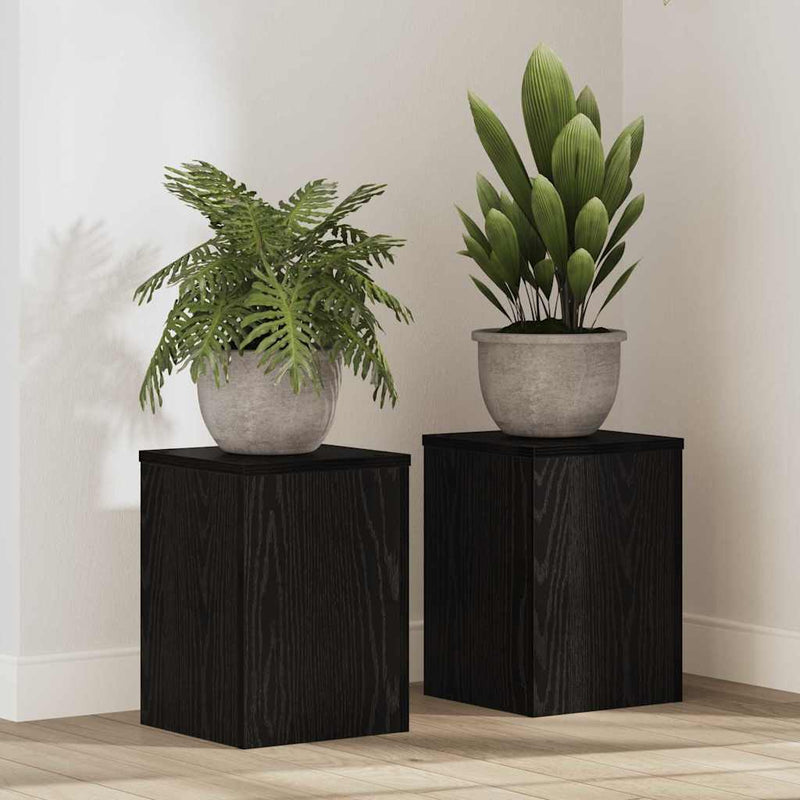 Afbeelding laden in galerijviewer, Vidaxl plantenstandaard 2 pcs zwart eiken 25 x 25 x 35 cm bewerkt hout