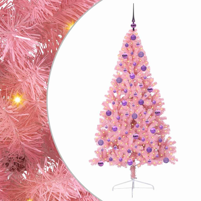 Afbeelding laden in galerijviewer, Vidaxl kunstmatig voorverlicht kerstboom met 300 led roze 180 cm pvc