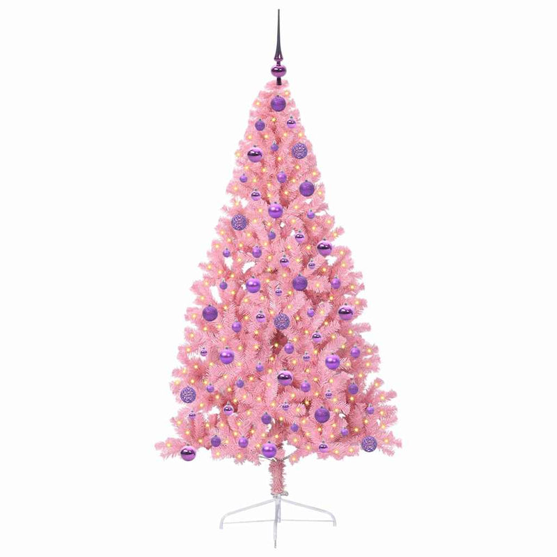 Afbeelding laden in galerijviewer, Vidaxl kunstmatig voorverlicht kerstboom met 300 led roze 180 cm pvc