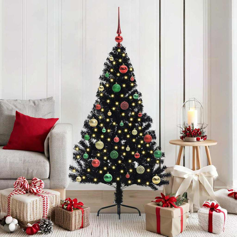 Afbeelding laden in galerijviewer, Vidaxl kunstmatig voorverlicht kerstboom met 150 led zwart 150 cm pvc