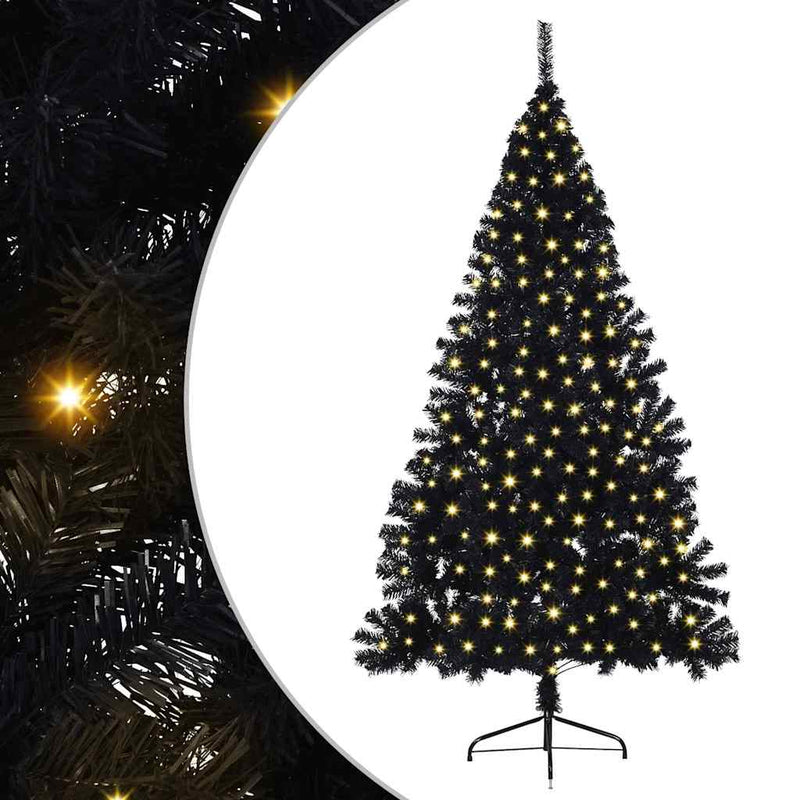 Afbeelding laden in galerijviewer, Vidaxl kunstmatig voorverlicht kerstboom met 300 led zwart 180 cm pvc