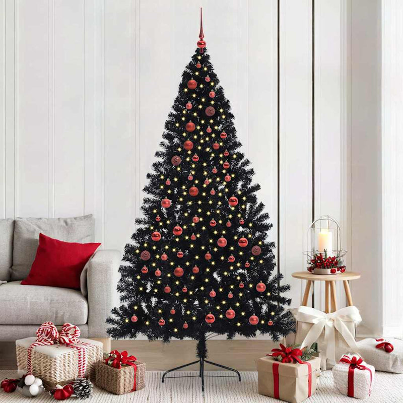 Afbeelding laden in galerijviewer, Vidaxl kunstmatig voorverlicht kerstboom met 300 led zwart 210 cm pvc
