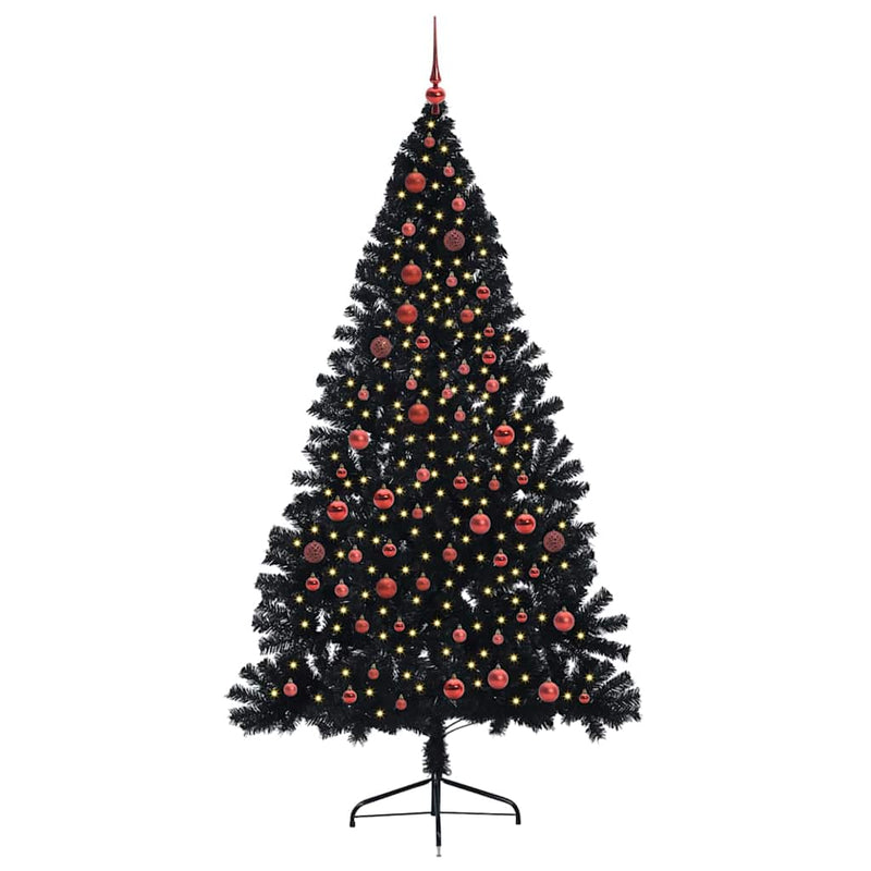 Afbeelding laden in galerijviewer, Vidaxl kunstmatig voorverlicht kerstboom met 300 led zwart 210 cm pvc