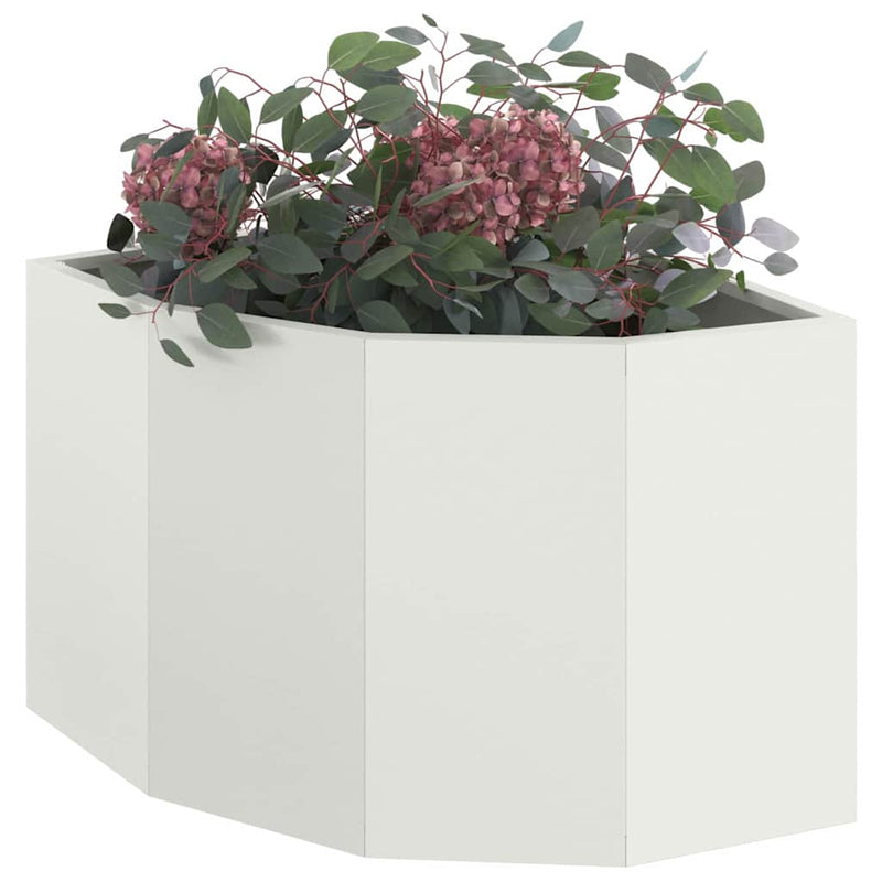 Afbeelding laden in galerijviewer, Vidaxl hoek plantbak wit 45 x 45 x 35 cm staal