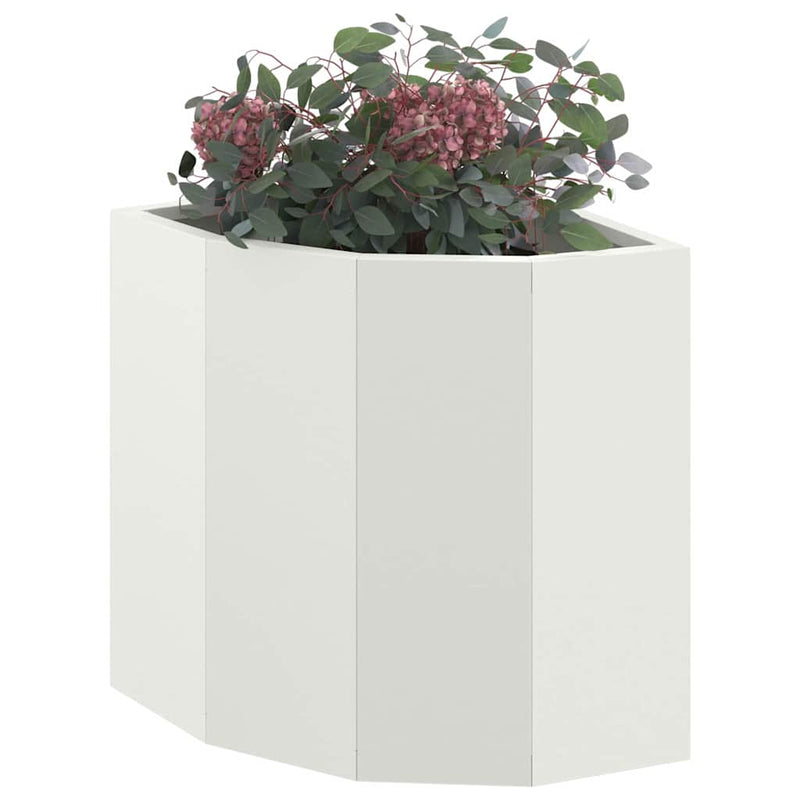 Afbeelding laden in galerijviewer, Vidaxl hoek plantbak wit 30 x 30 x 35 cm staal