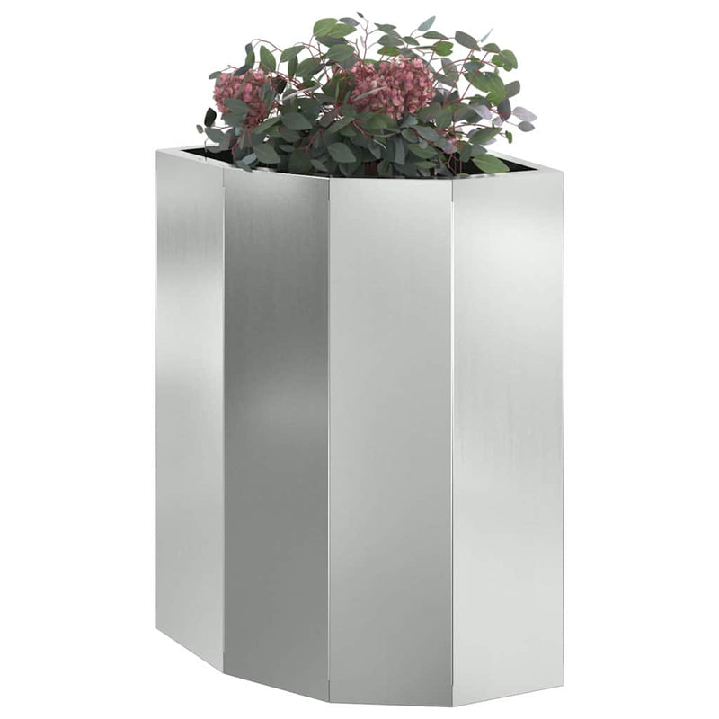 Afbeelding laden in galerijviewer, Vidaxl hoek plantbak zilver 30 x 30 x 50 cm gegalvaniseerd staal
