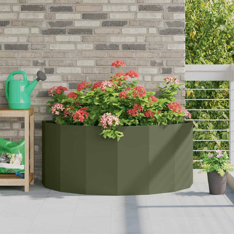 Afbeelding laden in galerijviewer, Vidaxl plantenbak olijf groen 120 x 60 x 50 cm staal
