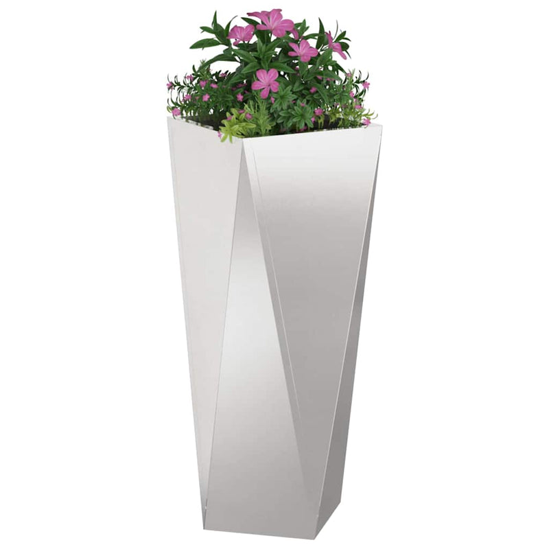 Afbeelding laden in galerijviewer, Vidaxl plantenbak zilver 30 x 30 x 75 cm roestvrij staal