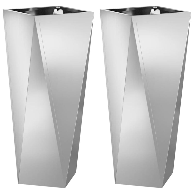 Afbeelding laden in galerijviewer, Vidaxl plantenbak 2 pcs zilver 30 x 30 x 75 cm gegalvaniseerd staal