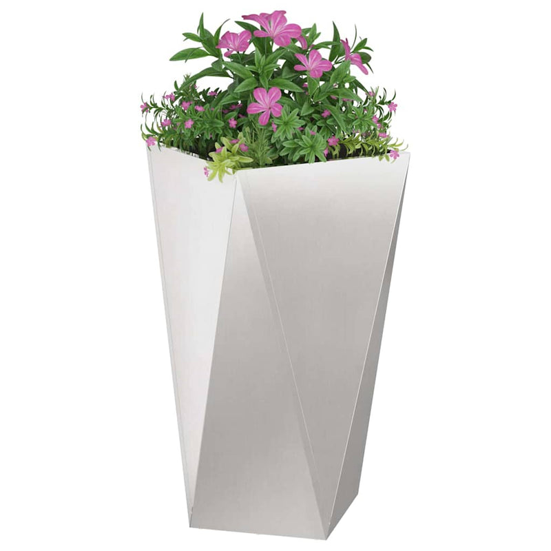 Afbeelding laden in galerijviewer, Vidaxl plantenbak 2 pcs zilver 40 x 40 x 75 cm roestvrij staal