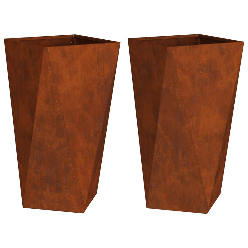 Afbeelding laden in galerijviewer, Vidaxl plantenbak 2 pcs roestig 40 x 40 x 75 cm cortenstaal