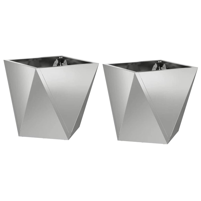 Afbeelding laden in galerijviewer, Vidaxl plantenbak 2 pcs zilver 30 x 30 x 30 cm gegalvaniseerd staal