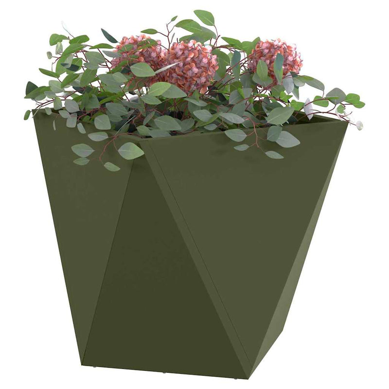 Afbeelding laden in galerijviewer, Vidaxl plantenbak olijf groen 50 x 50 x 50 cm staal