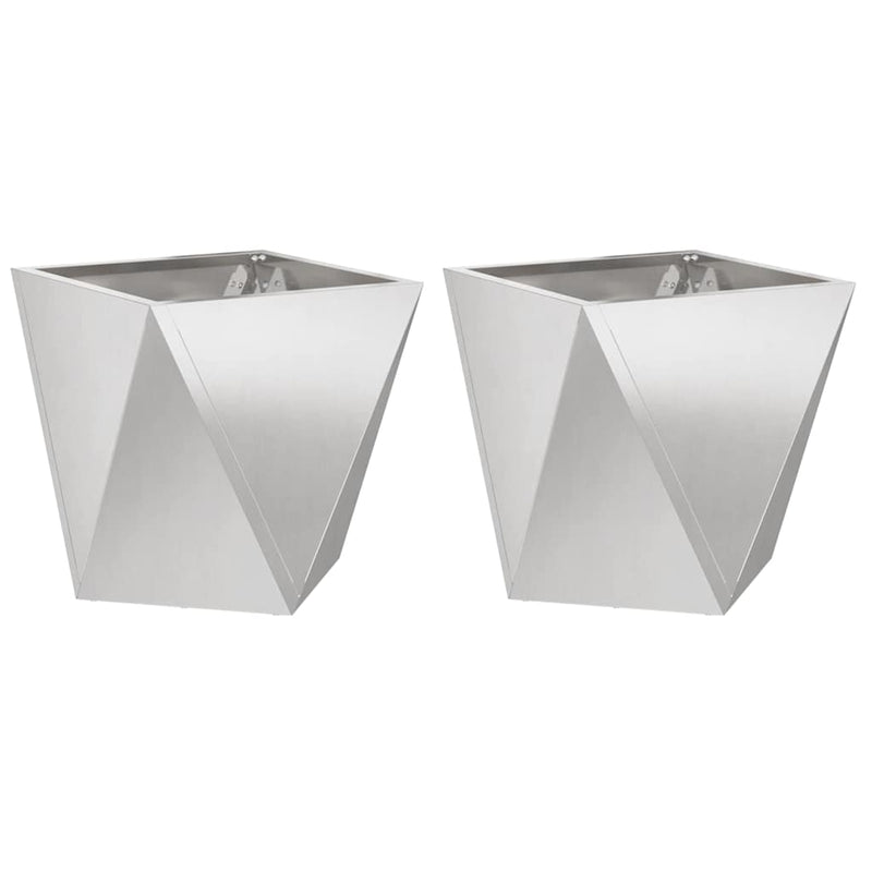 Afbeelding laden in galerijviewer, Vidaxl plantenbak 2 pcs zilver 50 x 50 x 50 cm roestvrij staal