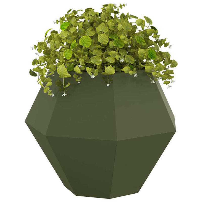 Afbeelding laden in galerijviewer, Vidaxl plantenbak olijf groen 75 x 75 x 60 cm staal