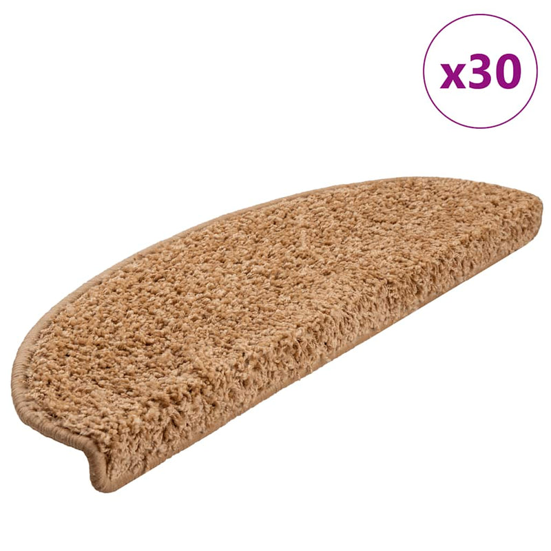 Afbeelding laden in galerijviewer, Vidaxl trapmatten 30 st 65x21x4 cm beige halfrond groot