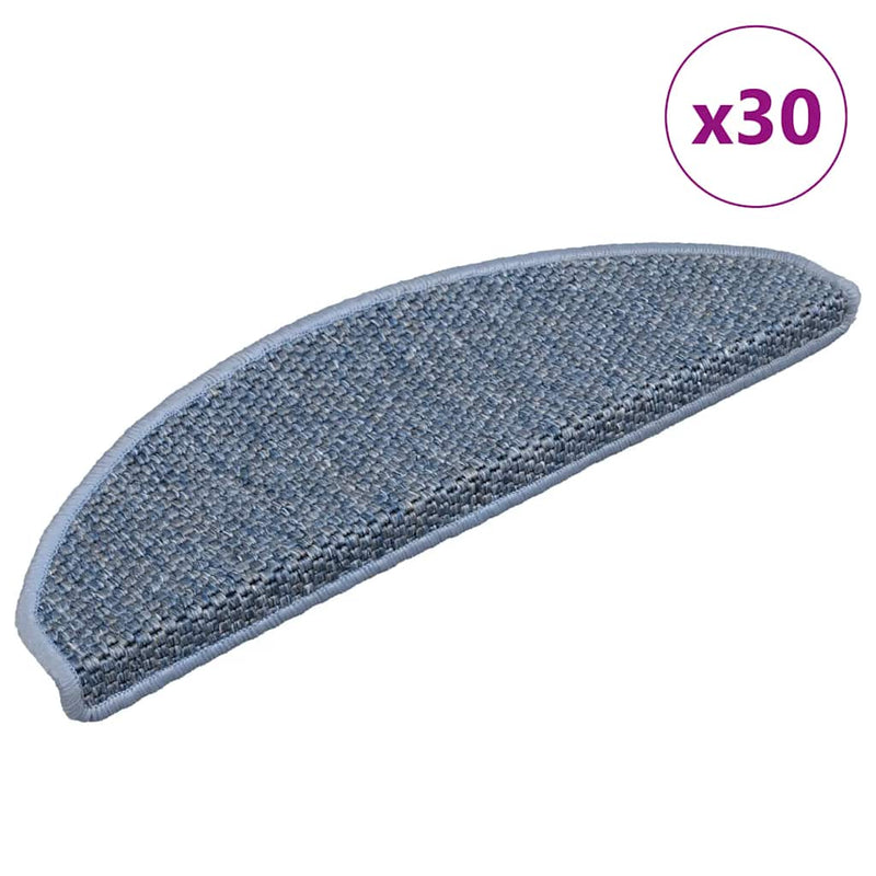 Afbeelding laden in galerijviewer, Vidaxl trapmatten zelfklevend sisal-look 30 st 65x21x4 cm blauw