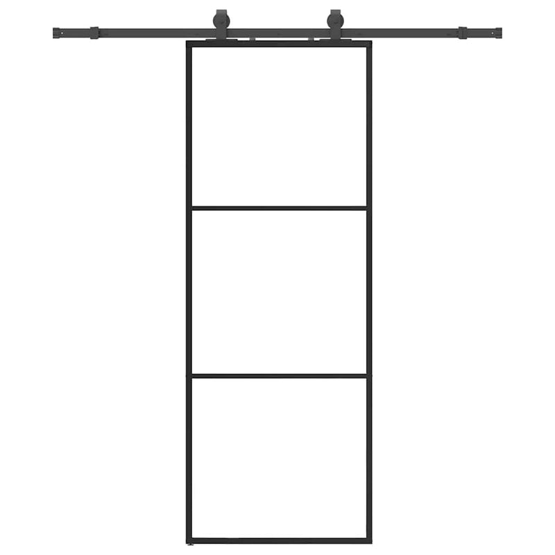 Afbeelding laden in galerijviewer, Vidaxl schuifdeur met beslagset 76x205 cm esg glas zwart