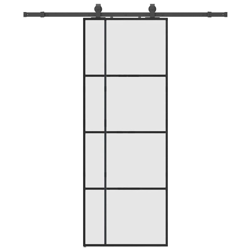 Afbeelding laden in galerijviewer, Vidaxl schuifdeur met beslagset 76x205 cm esg glas zwart