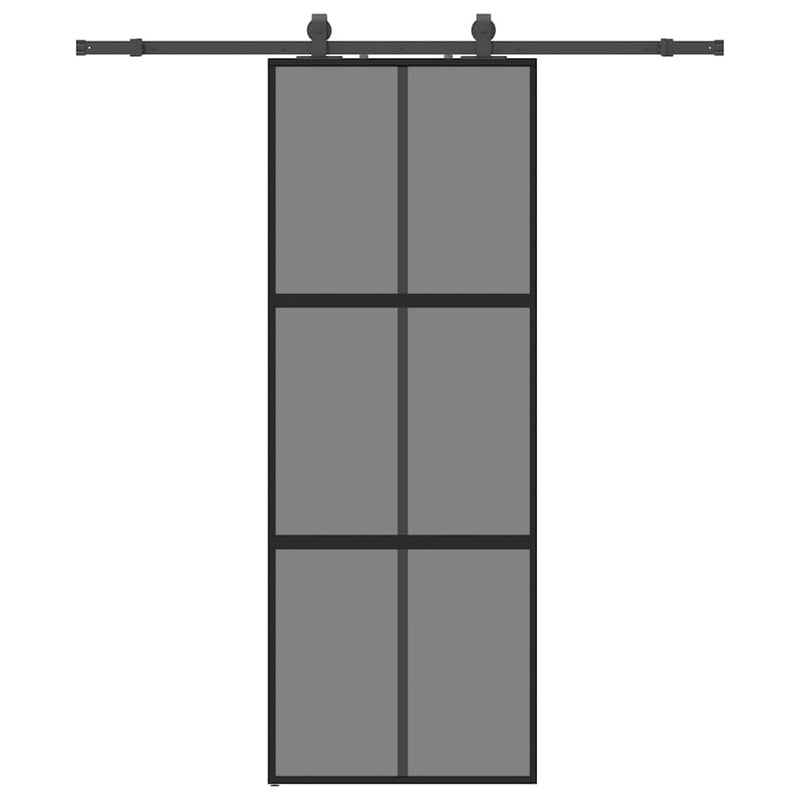 Afbeelding laden in galerijviewer, Vidaxl schuifdeur met beslagset 76x205 cm gehard glas zwart