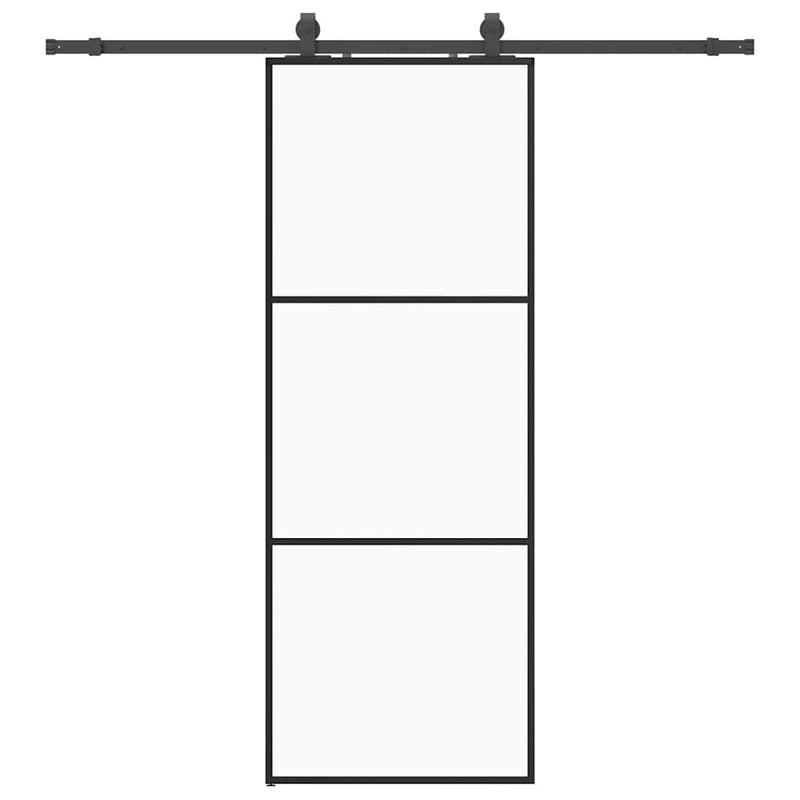 Afbeelding laden in galerijviewer, Vidaxl schuifdeur met beslagset 76x205 cm esg glas zwart