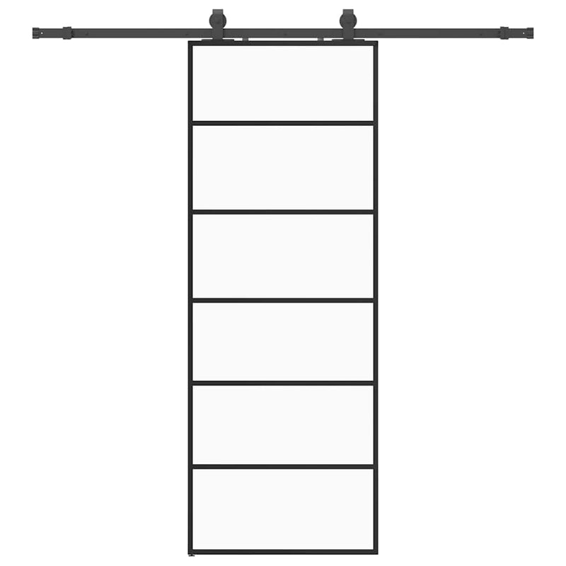 Afbeelding laden in galerijviewer, Vidaxl schuifdeur met beslagset 76x205 cm esg glas zwart
