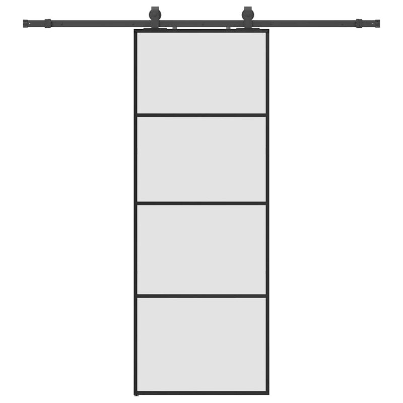 Afbeelding laden in galerijviewer, Vidaxl schuifdeur met beslagset 76x205 cm esg glas zwart