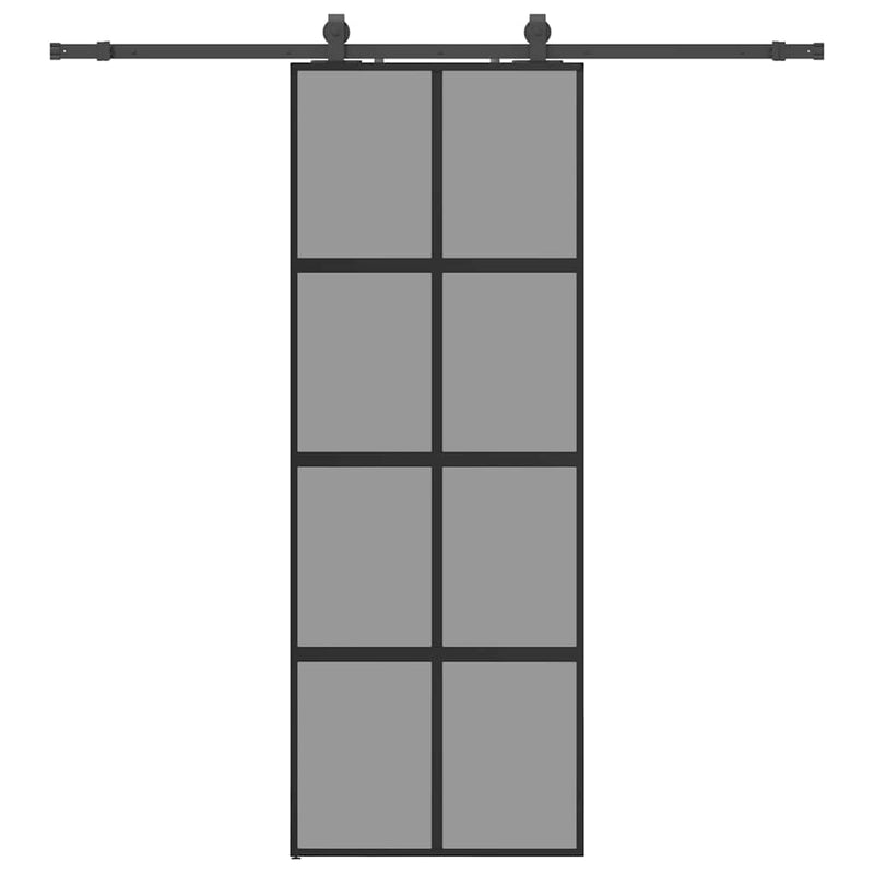 Afbeelding laden in galerijviewer, Vidaxl schuifdeur met beslagset 76x205 cm gehard glas zwart