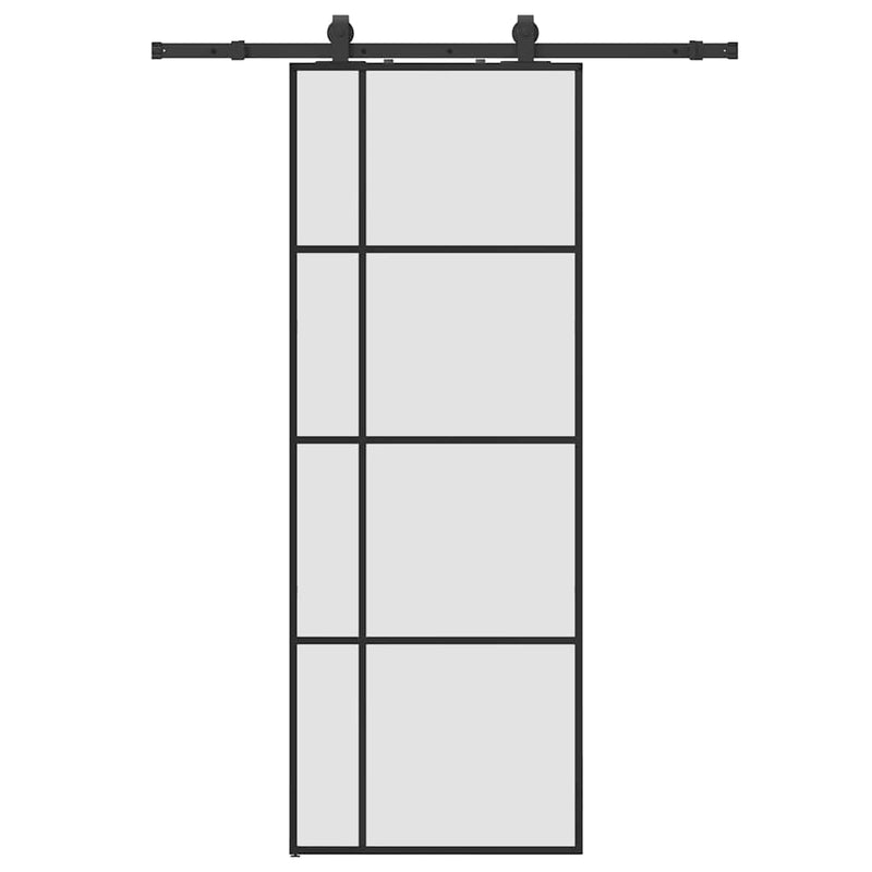 Afbeelding laden in galerijviewer, Vidaxl schuifdeur met beslagset 76x205 cm esg glas zwart
