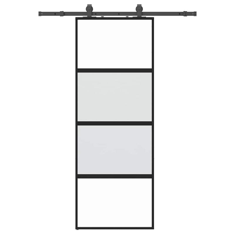 Afbeelding laden in galerijviewer, Vidaxl schuifdeur met beslagset 76x205 cm gehard glas zwart